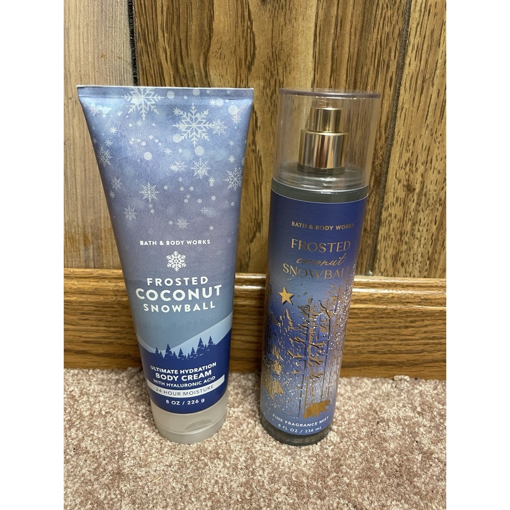 Bath & Body Works Frosted Coconut‎ Snowball Fine Fragrance Mist & Body Cream New